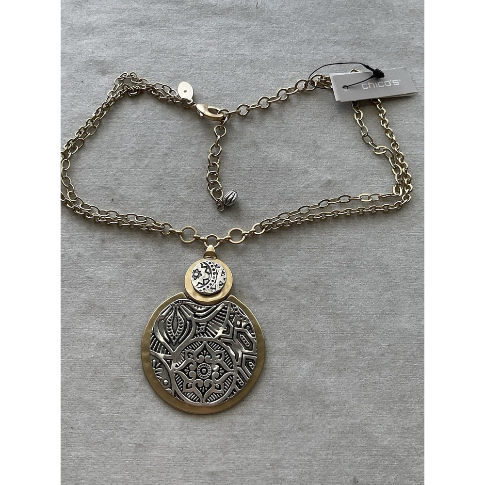 Chicos multi-strand mixed-metal pendant necklace Estate Jewelry